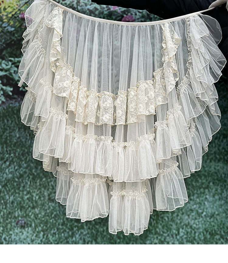 Ruffle Layer Tulle Veil Overlay Skirt