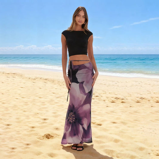 Floral Tie-Waist Maxi Skirt