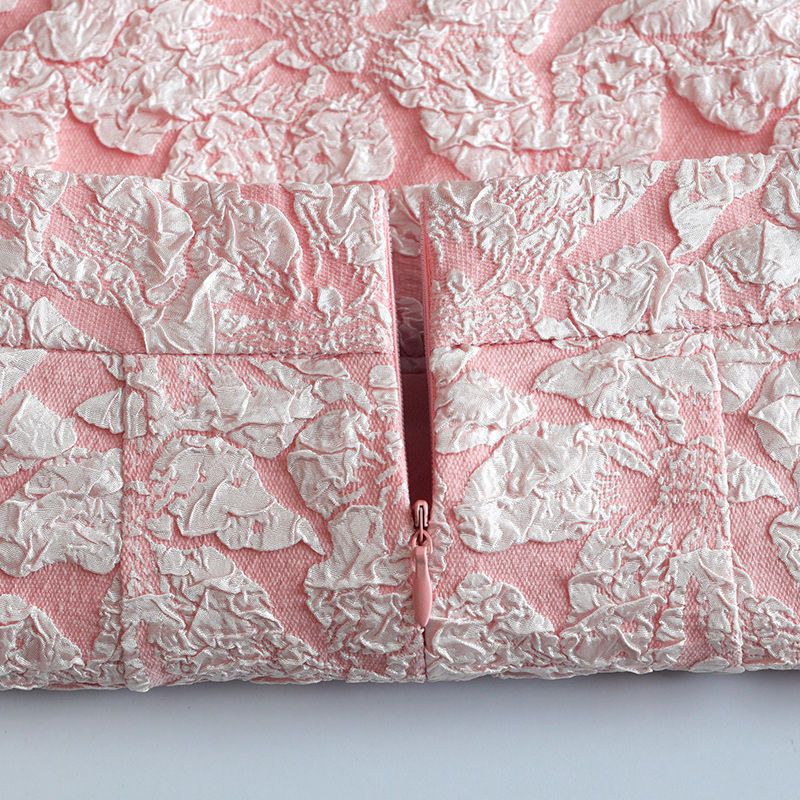 Pink Floral A-Line Mini Skirt with Zipper