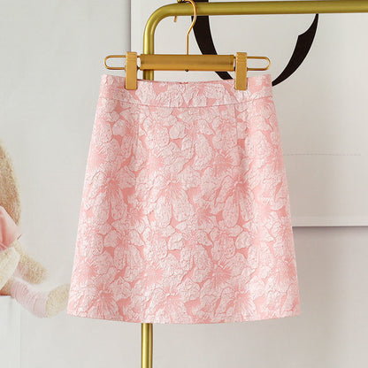 Pink Floral A-Line Mini Skirt with Zipper
