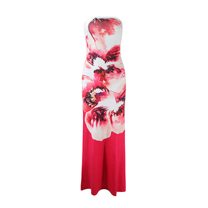 Floral Strapless Bodycon Maxi Dress