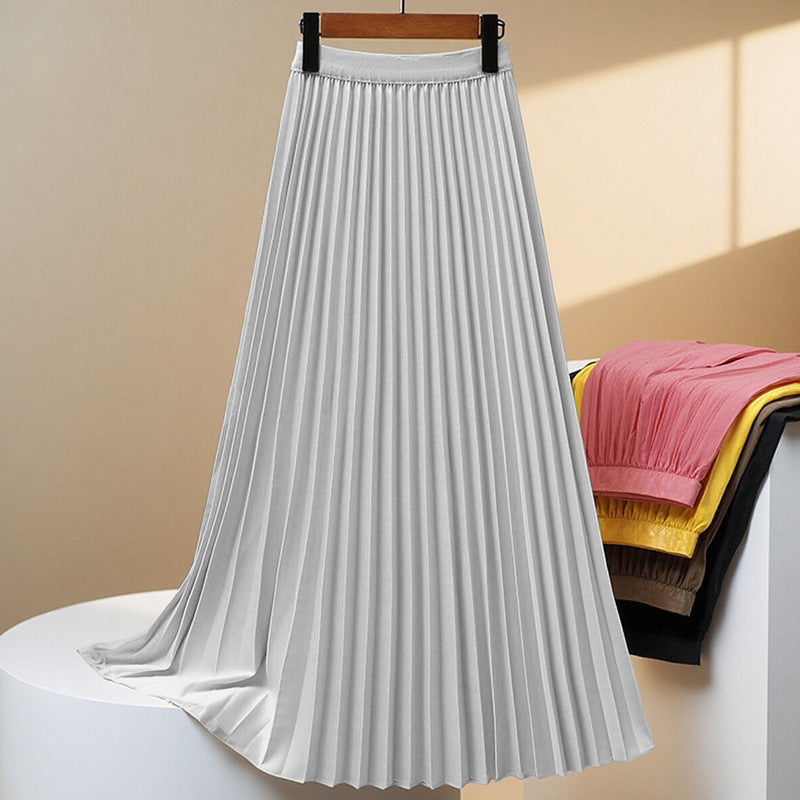 Pleated High Waist Midi Skirt