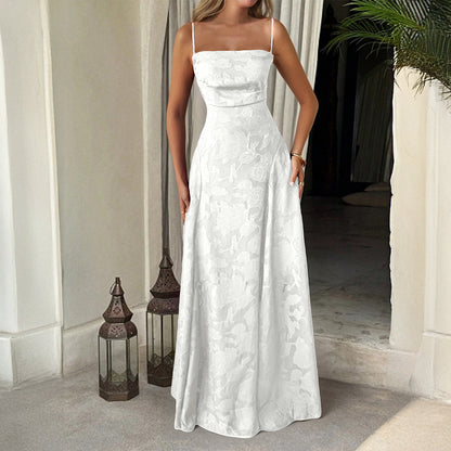 Backless Spaghetti Strap Maxi Dress - A-Line