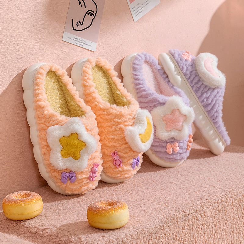 Plush Cartoon Fleece-Lined Slippers