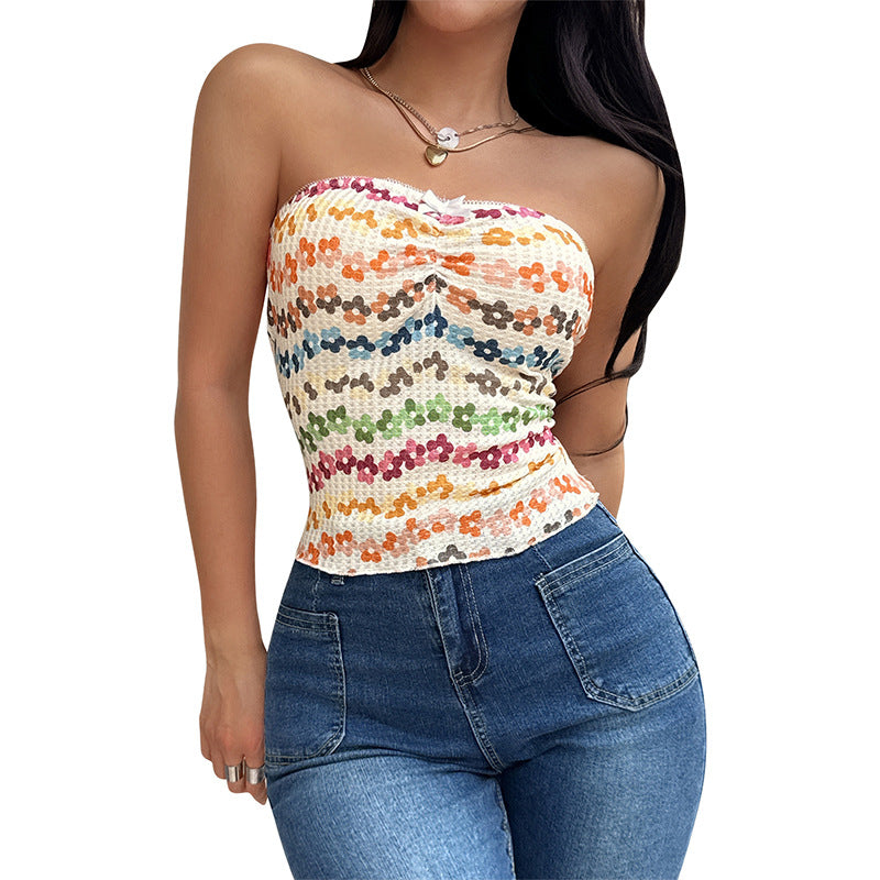 Vibrant Floral Bandeau Crop Top