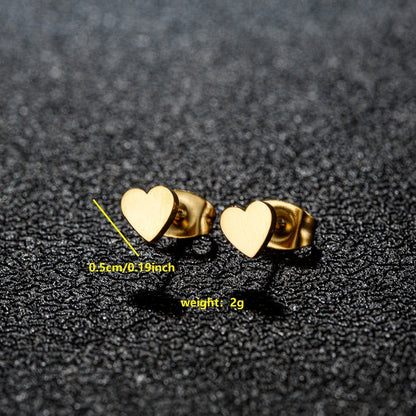 Geometric Heart Stud Earrings - Stainless Steel