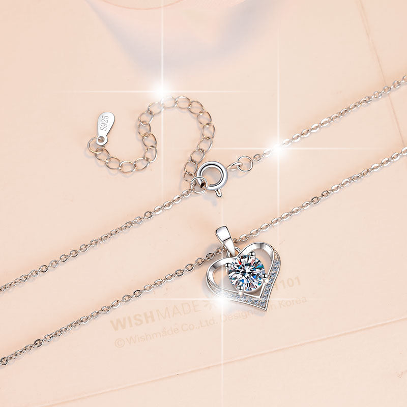 Moissanite Heart Pendant Necklace