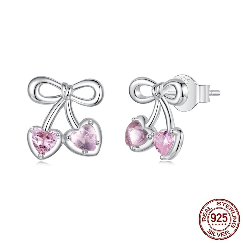 Sweet Cherry Stud Earrings - S925 Sterling Silver
