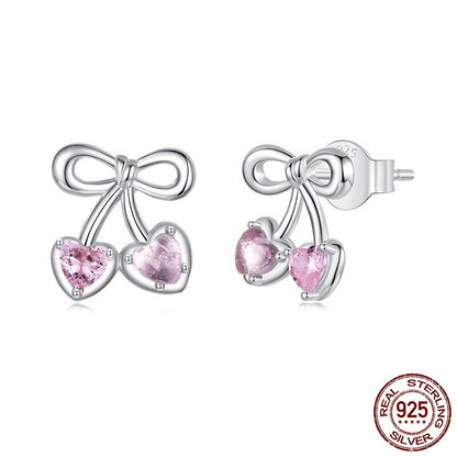 Sweet Cherry Stud Earrings - S925 Sterling Silver