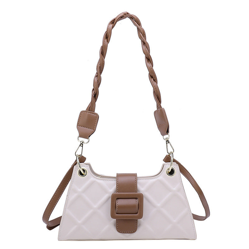 Women's Fashion Clashing Woven Shoulder Crossbody Bag Waffle