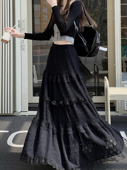 Romantic High Waist A-Line Maxi Skirt