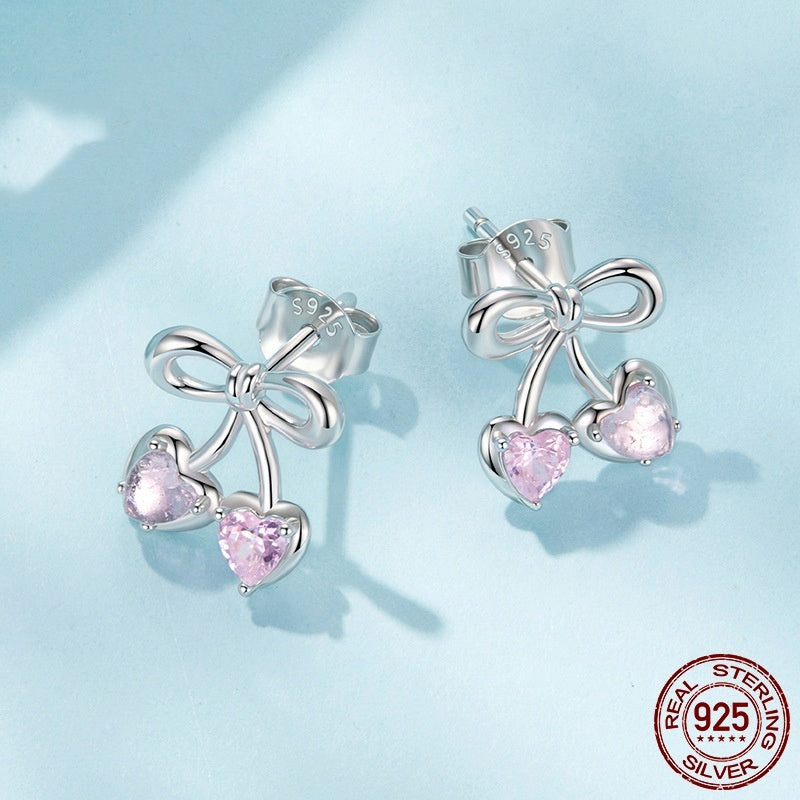 Sweet Cherry Stud Earrings - S925 Sterling Silver