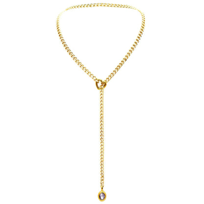 18K Gold Heart Ring Slide Chain Necklace