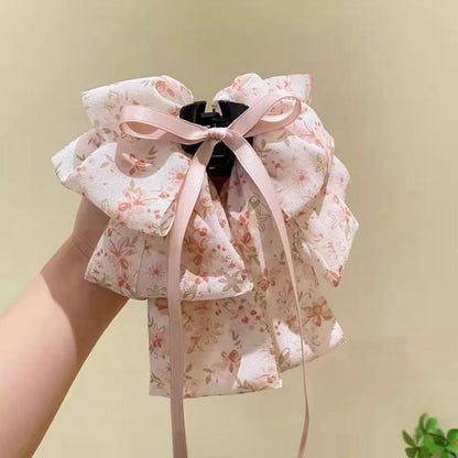 Floral Bow Claw Clip