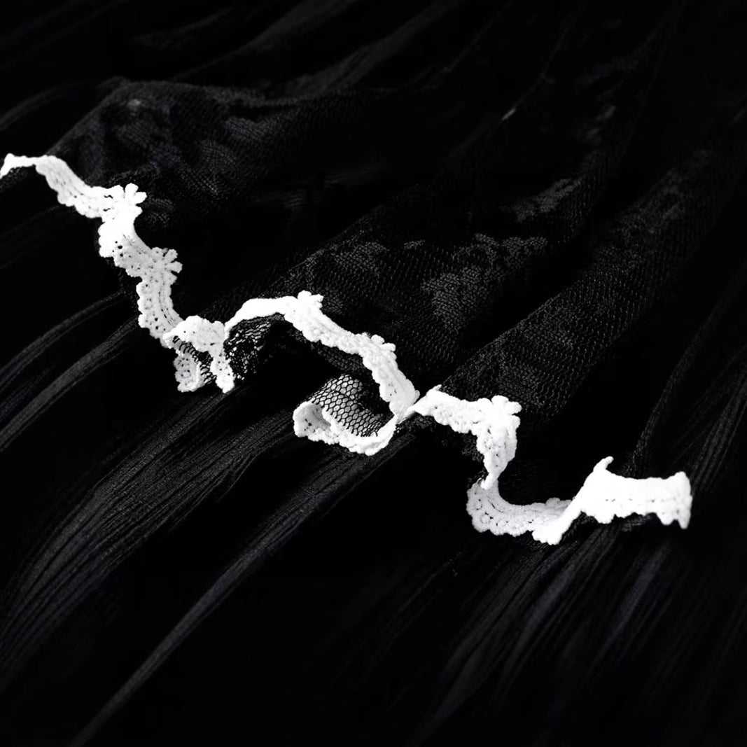 Tiered Lace Trim Midi Skirt