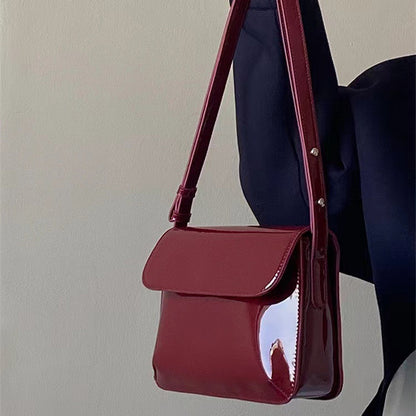 Retro Patent Leather Small Square Bag