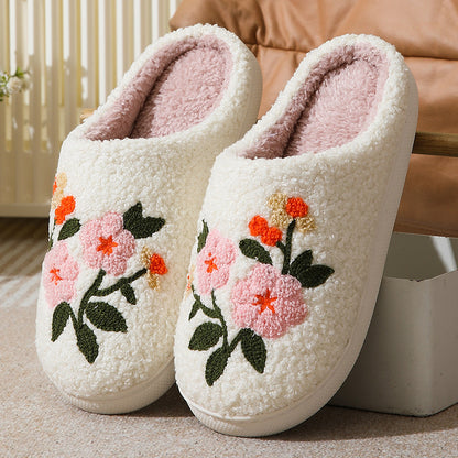 Cozy Floral Cotton Slippers
