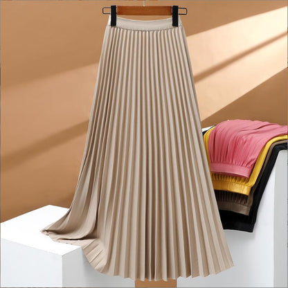 Pleated High Waist Midi Skirt