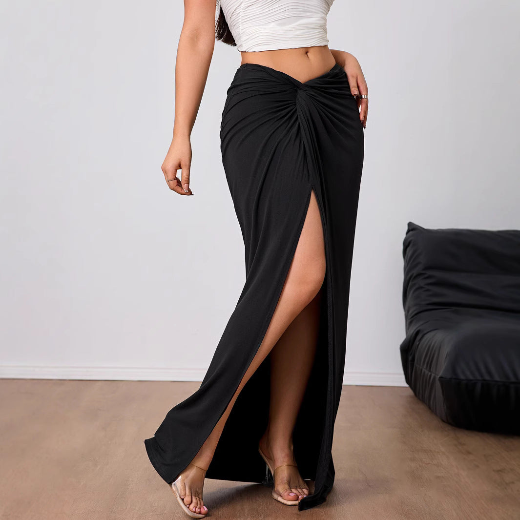 High Waist Slit Midi Skirt