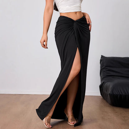 High Waist Slit Midi Skirt