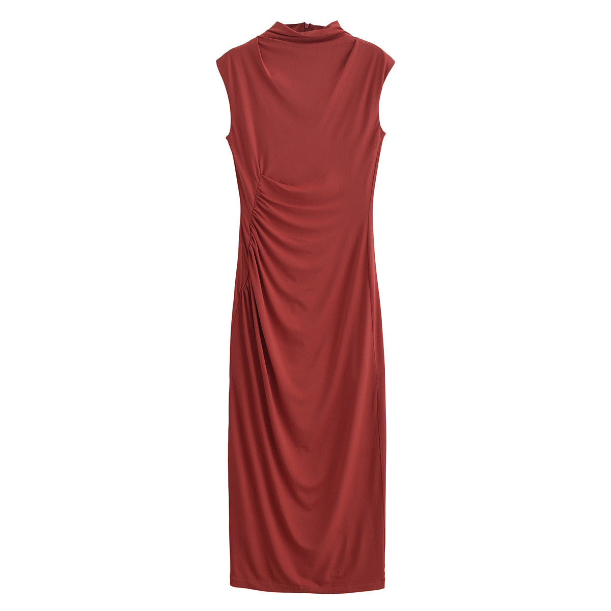 Pleated Asymmetric Maxi Dress - Sleeveless
