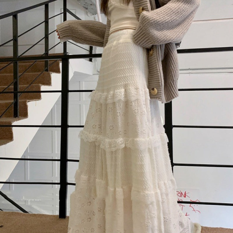 Romantic High Waist A-Line Maxi Skirt