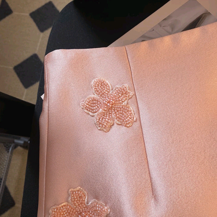 Beaded Floral Embroidered Bodycon Mini Skirt