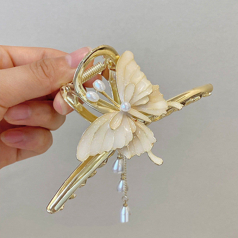 Elegant White Butterfly Hair Claw Clip