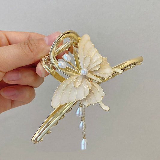 Elegant White Butterfly Hair Claw Clip