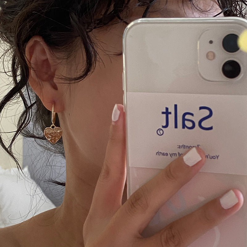Korean Champagne Gradient Crystal Love Earrings