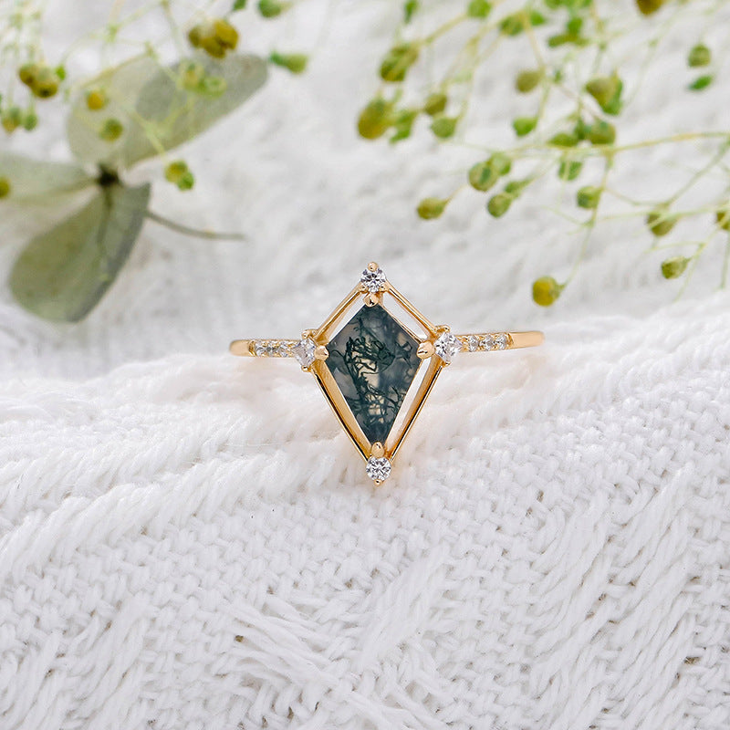 Water Plant Agate Ring