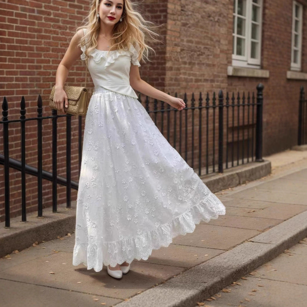 Floral Embroidered Maxi Skirt