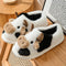 Cow Print Platform Slippers - Cotton