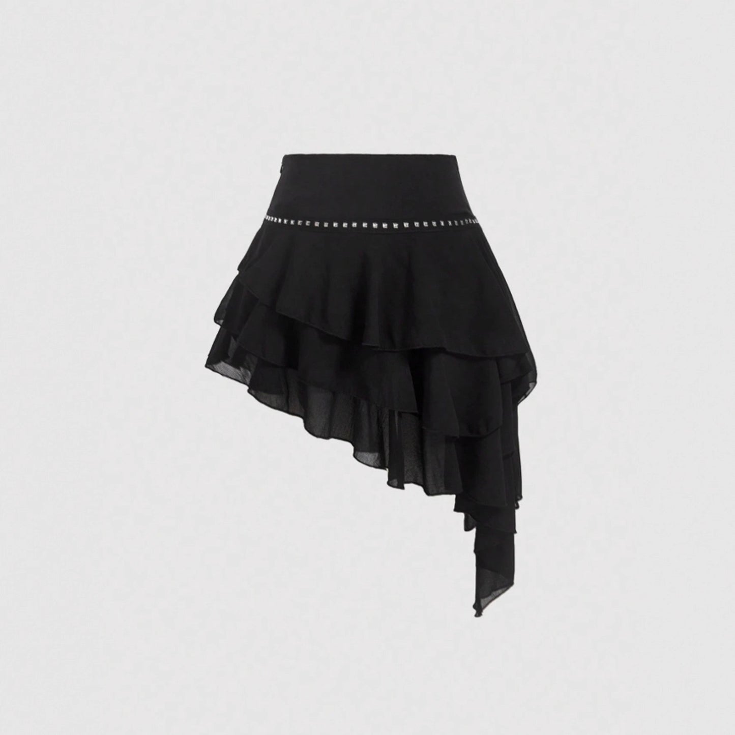 Playful Ruffled Asymmetric Mini Skirt