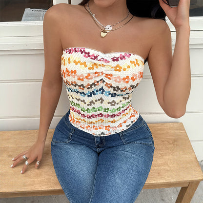 Vibrant Floral Bandeau Crop Top