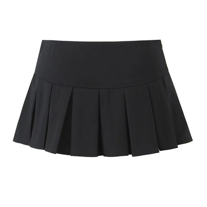 High Waist Pleated Micro Mini Skirt