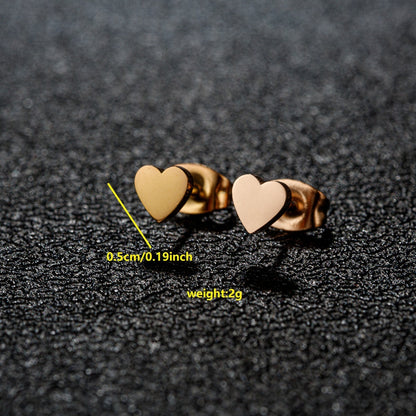 Geometric Heart Stud Earrings - Stainless Steel