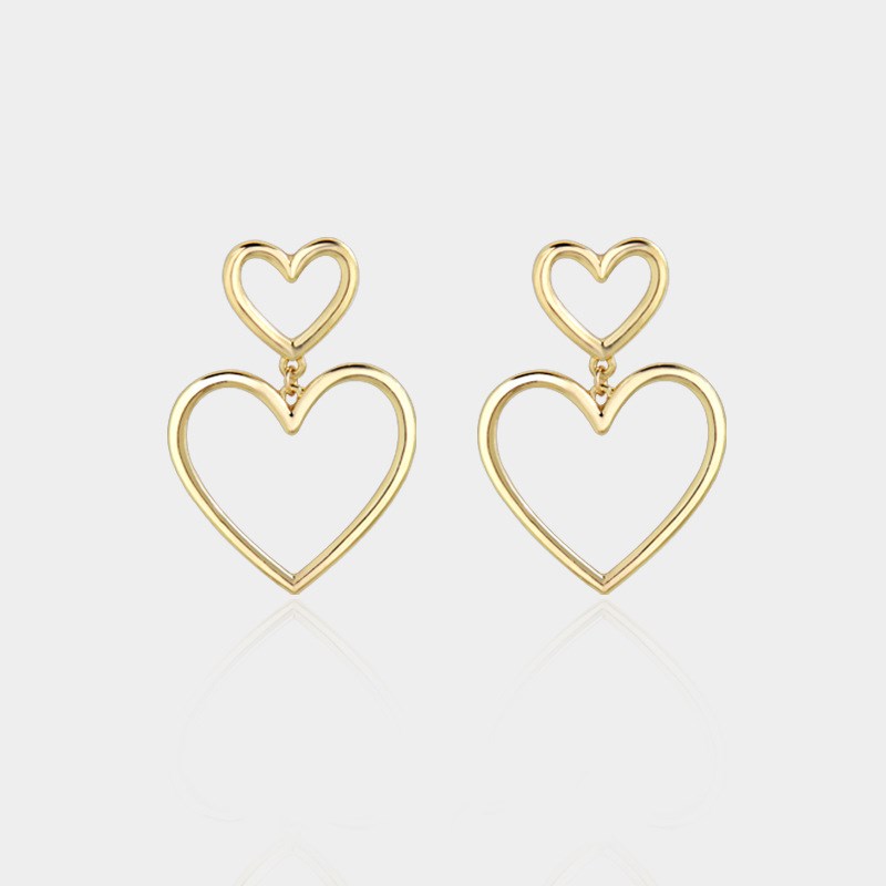 Gold Hollow Heart Hoop Earrings