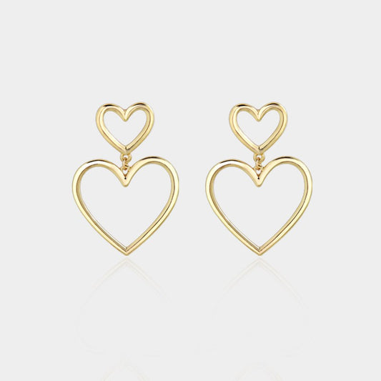 Gold Hollow Heart Hoop Earrings