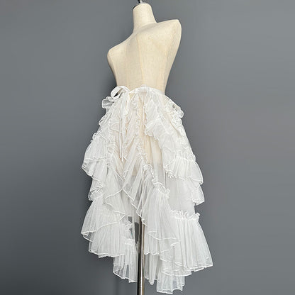 Ruffle Layer Tulle Veil Overlay Skirt
