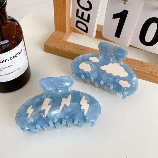 Blue Sky Cloud & Lightning Claw Clip