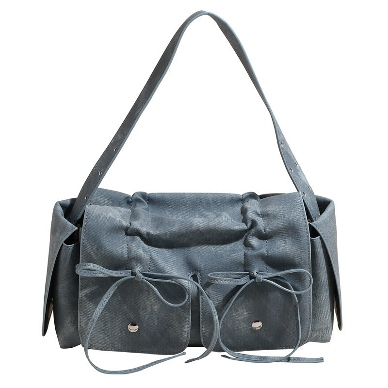 Double Bow Detail Shoulder Bag