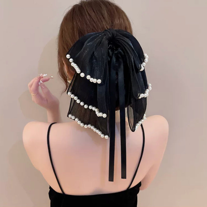 Floral Starry Bow Ribbon Hair Clip
