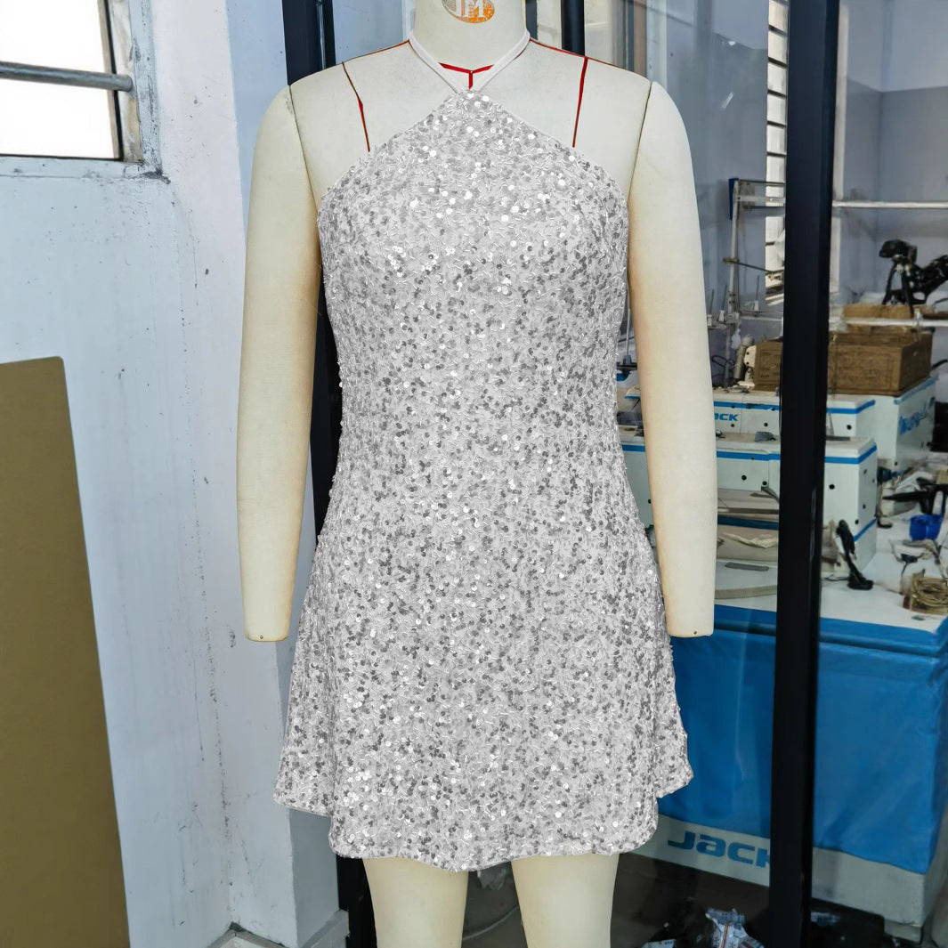 Backless Sequin Mini Dress