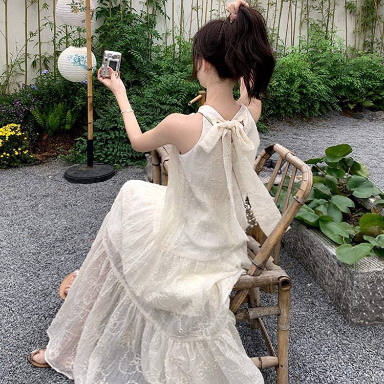 Halter Neck A-Line Midi Dress