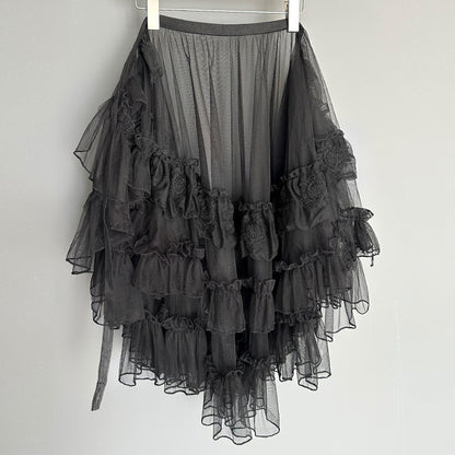 Ruffle Layer Tulle Veil Overlay Skirt