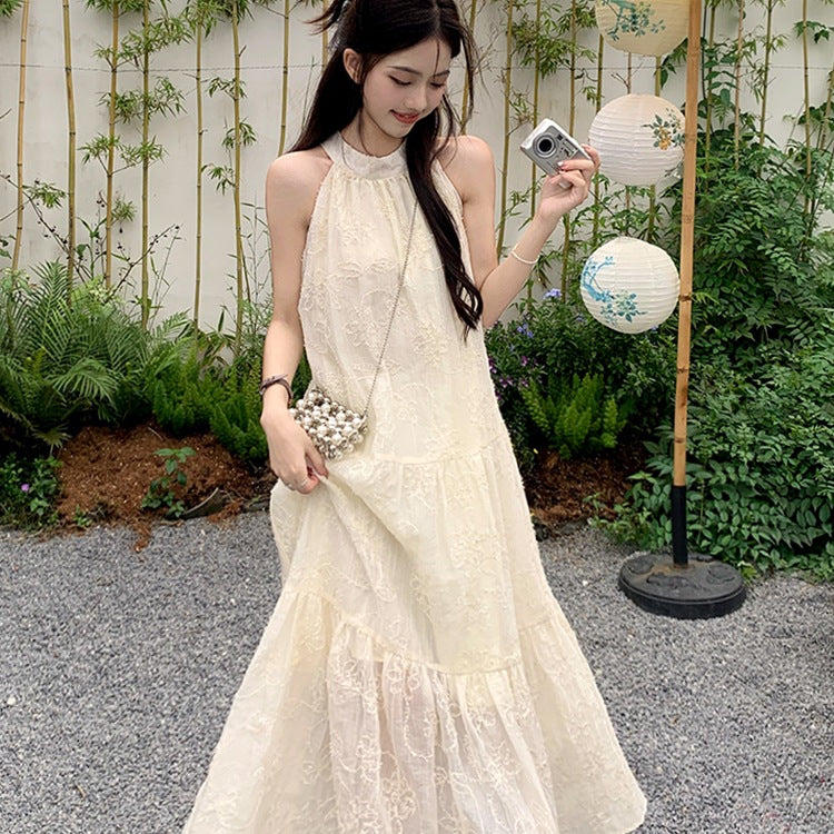 Halter Neck A-Line Midi Dress