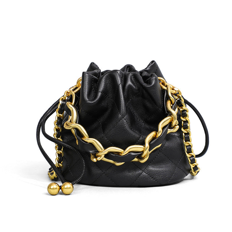 Chain Bucket Bag - Genuine Leather