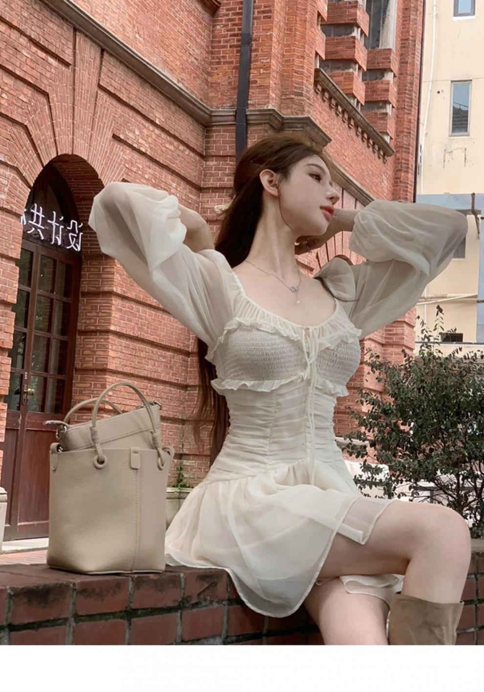 Puff Sleeve Cinched Waist Midi Dress