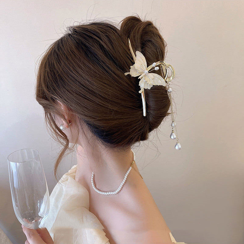 Elegant White Butterfly Hair Claw Clip